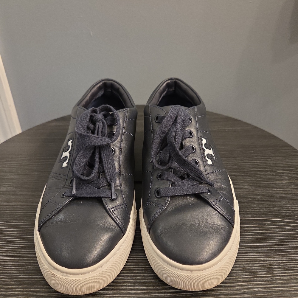 Tory Burch Navy Leather Sneakers